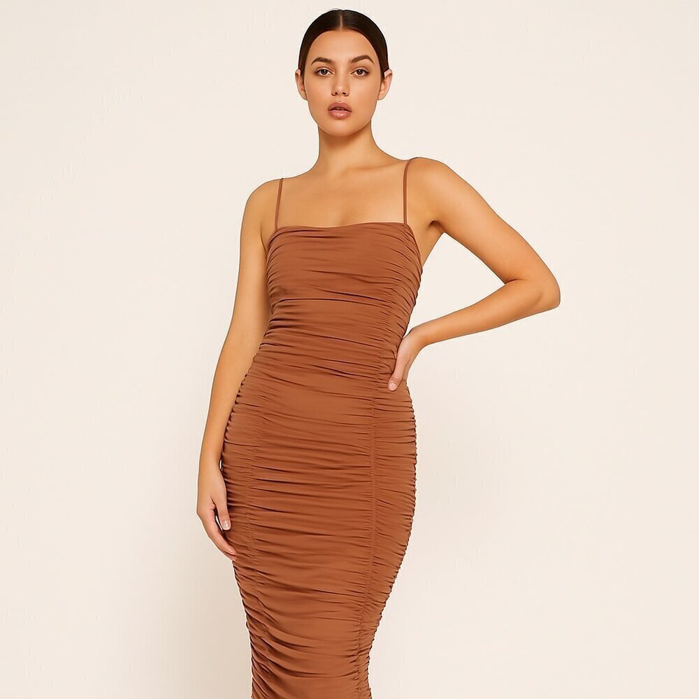 Oh Polly Ruched Mesh Bodycon Mini Dress Women Size US 2 / UK 6